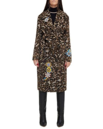 Boutique Moschino Leopard Printed Coat - Black