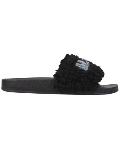 Marni Slide Sandals With Logo - Black