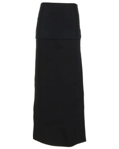 Khaite Saxon Layered Satin Maxi Skirt - Black