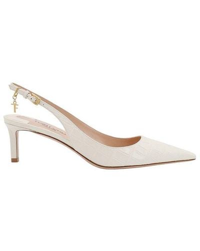 Tom Ford Angelina Embossed Slingback Court Shoes - White