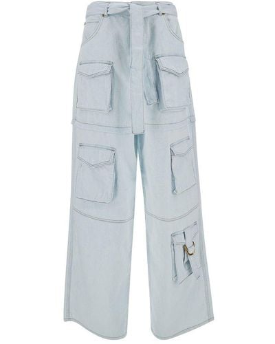 Pinko Light Cargo Trousers With Matching Belt - Blue