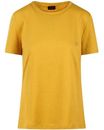 Etro Logo Embroidered Crewneck T-shirt - Yellow