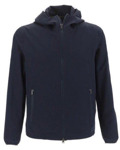 Herno Zipped Hooded Jersey Jacket - Blue