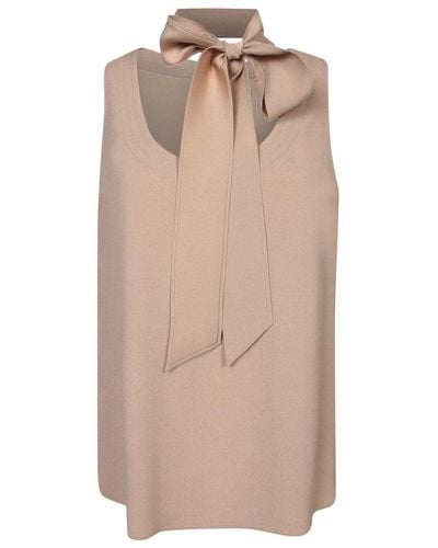 Moschino Tie-detailed Sleeveless Blouse - Natural