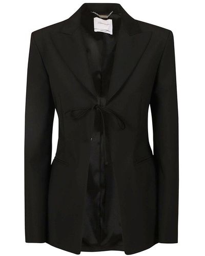 Blumarine Bow Detailed Single-breasted Jacket - Black