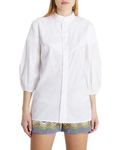 FEDERICA TOSI Mandarin Collar Buttoned Shirt - White