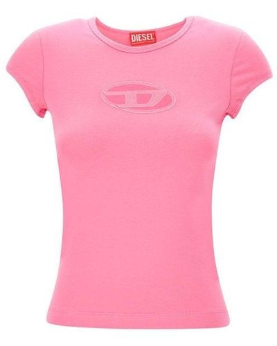 DIESEL T-angie Cut-out Logo T-shirt - Pink