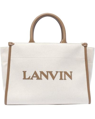 Lanvin Logo Printed Tote Bag - Natural