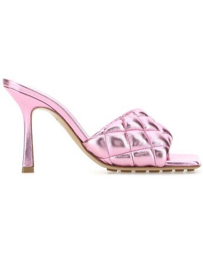 Bottega Veneta Quilted Square Toe Sandals - Pink