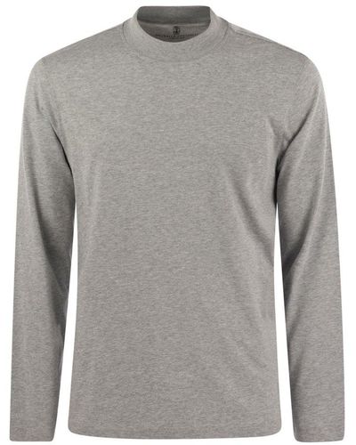 Brunello Cucinelli Crewneck Long-sleeved T-shirt - Grey