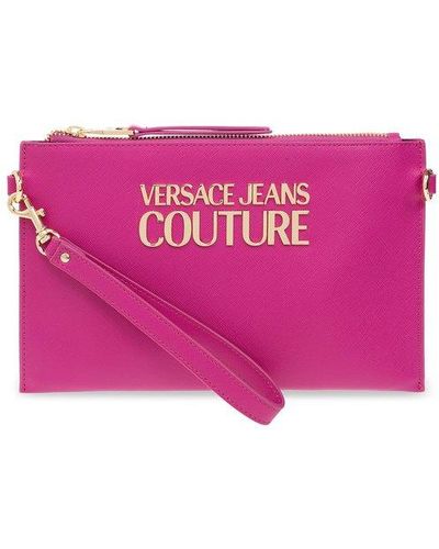 Versace Jeans Couture Logo-plaque Zipped Clutch Bag - Pink