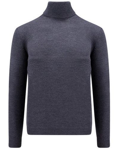 Roberto Collina Roll Neck Knitted Sweater - Blue