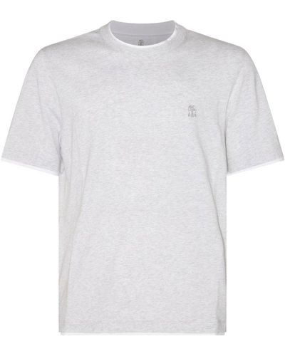Brunello Cucinelli T-shirts And Polos Grey - White