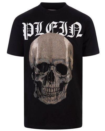Philipp Plein Skull Embellished Crewneck T-shirt - Black