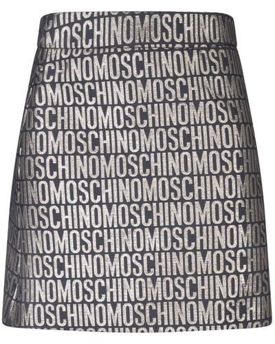Moschino Logo-jacquard Metallic High-waist Mini Skirt - Black