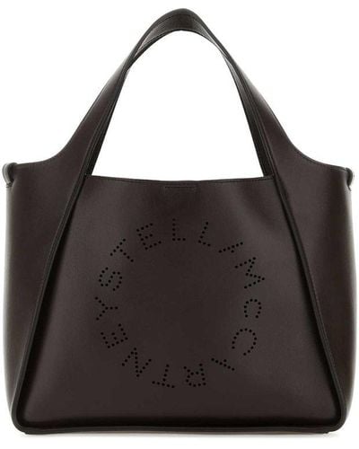 Stella McCartney Stella Logo Detailed Top Handle Bag - Brown