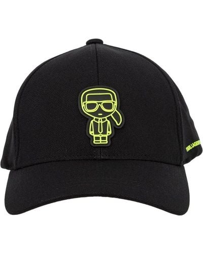 Karl Lagerfeld Logo Patch Curved Peak Baseball Cap - Black