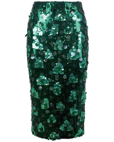 P.A.R.O.S.H. All-over Sequin-embellished Midi Skirt - Green
