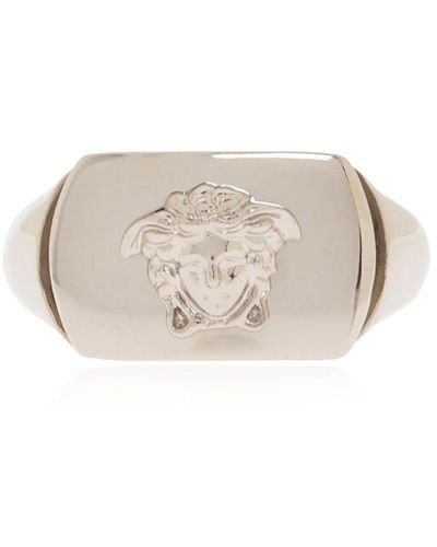 Versace Silver Meander Ring in Metallic for Men | Lyst Australia