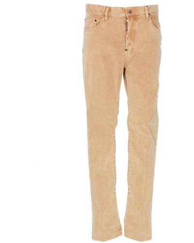 DSquared² Logo Patch Mid-rise Pants - Natural