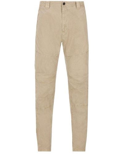 C.P. Company Logo-patch Tapered Stretched Trousers - Natural