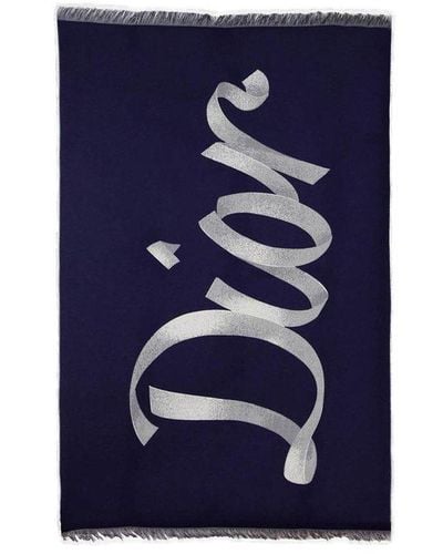 Dior Logo Detailed Scarf - Blue