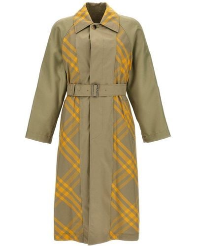 Burberry Check Insert Trench Coat Coats, Trench Coats - Natural