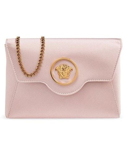 Versace La Medusa Chain-linked Envelope Clutch Bag - Pink