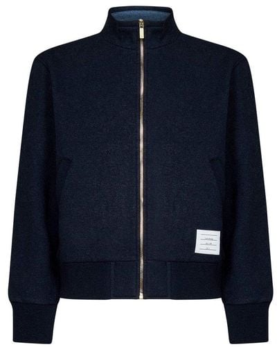 Thom Browne Zip-up Long-sleeved Jacket - Blue