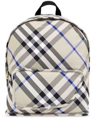 Burberry Checked Backpack - Grey