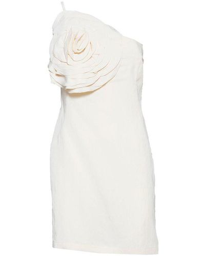 Blumarine Rose Patch One-shoulder Mini Dress - White
