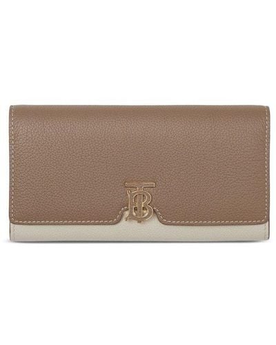 Burberry Logo Plaque Two-toned Wallet - Brown