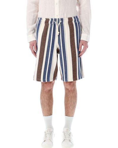 A.P.C. Striped Elasticised Waist Shorts - Blue