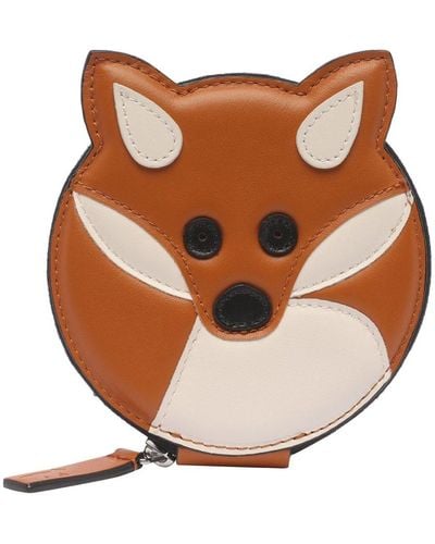 Maison Kitsuné Fox Head Zipped Wallet - Brown