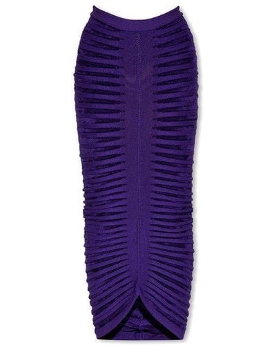 Alaïa 3d Striped Maxi Skirt - Purple