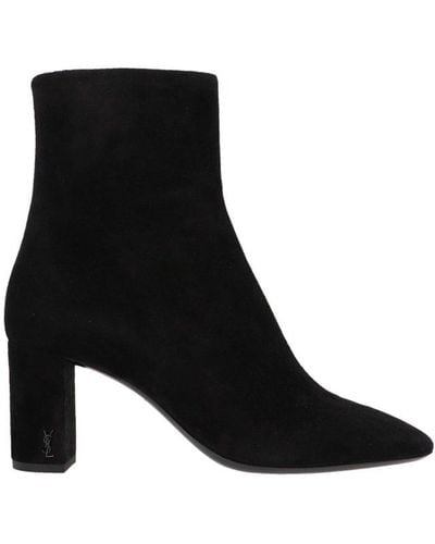 Saint Laurent Lou Suede Ankle Boots - Black