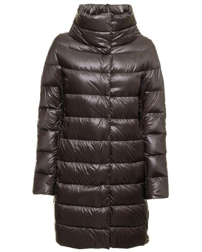 Herno Woman's Dora Ultralight Quilted Nylon Long Down Jacket - Black