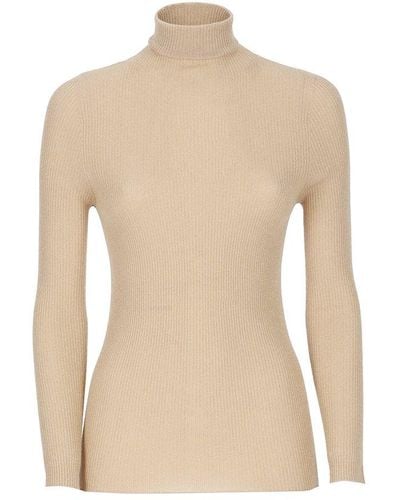 Fabiana Filippi Long-sleeved Turtleneck Knitted Sweater - Natural