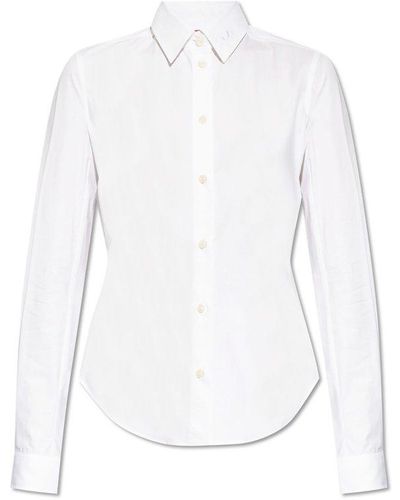 DIESEL Logo Embroidered Long-sleeved Shirt - White