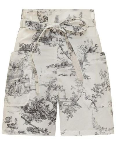 Philosophy Di Lorenzo Serafini High-waist Graphic-printed Belted Shorts - Grey