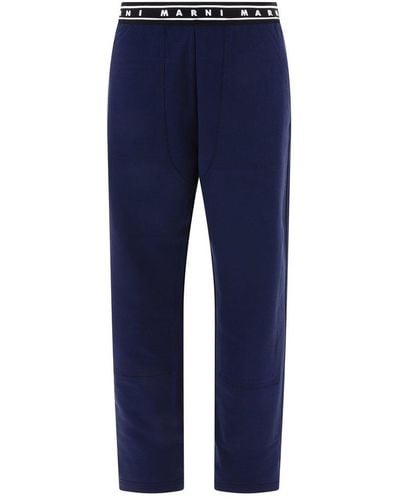 Marni Sport Trousers With Logo - Blue