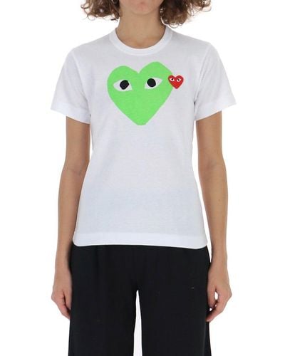 COMME DES GARÇONS PLAY Heart Print Crewneck T-shirt - White