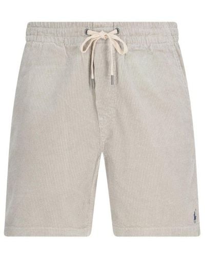 Polo Ralph Lauren Logo Embroidered Corduroy Shorts - White