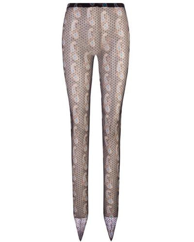 Etro Polka Dot Tights With Light Blue Paisley Patterns - Gray