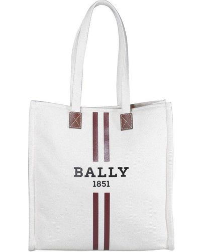 Bally Crystalia Logo Printed Tote Bag - White