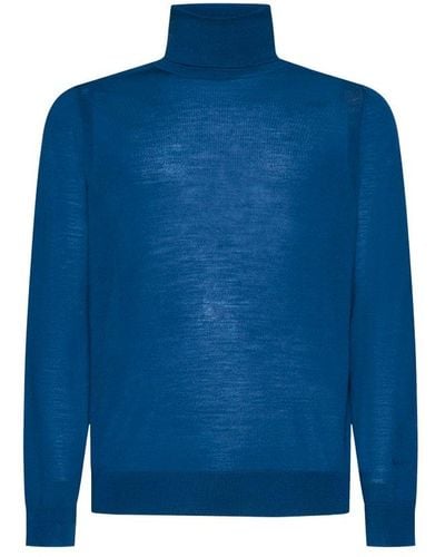 Paul Smith Roll-neck Knitted Jumper - Blue
