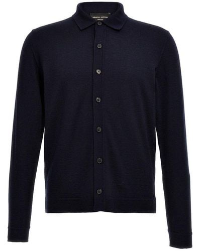 Roberto Collina Long Sleeved Button-up Cardigan - Blue