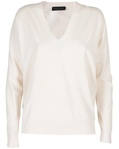 Roberto Collina V-neck Long Sleeved Sweater - White