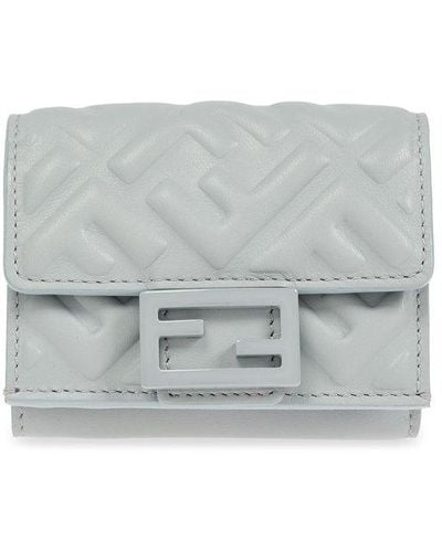 Fendi Leather Wallet, - Gray