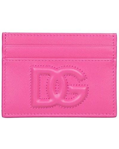 Dolce & Gabbana Dg Logo Leather Card Holder - Pink